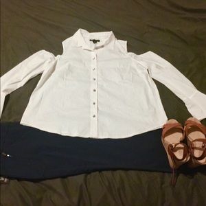 INC Cold Shoulder Button Down